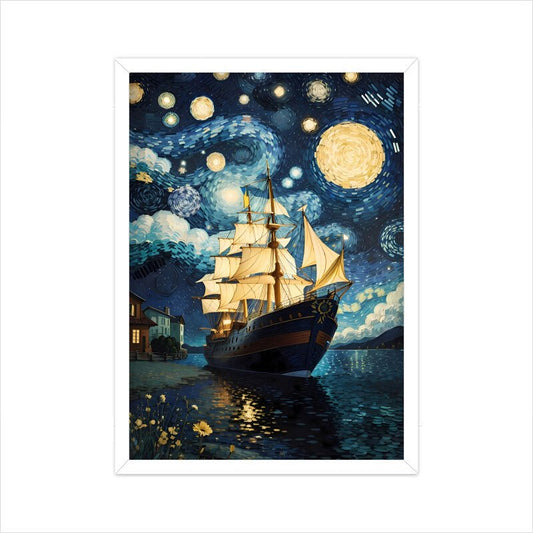 Ship in Van Gogh Night - Vibe TownShip in Van Gogh Night