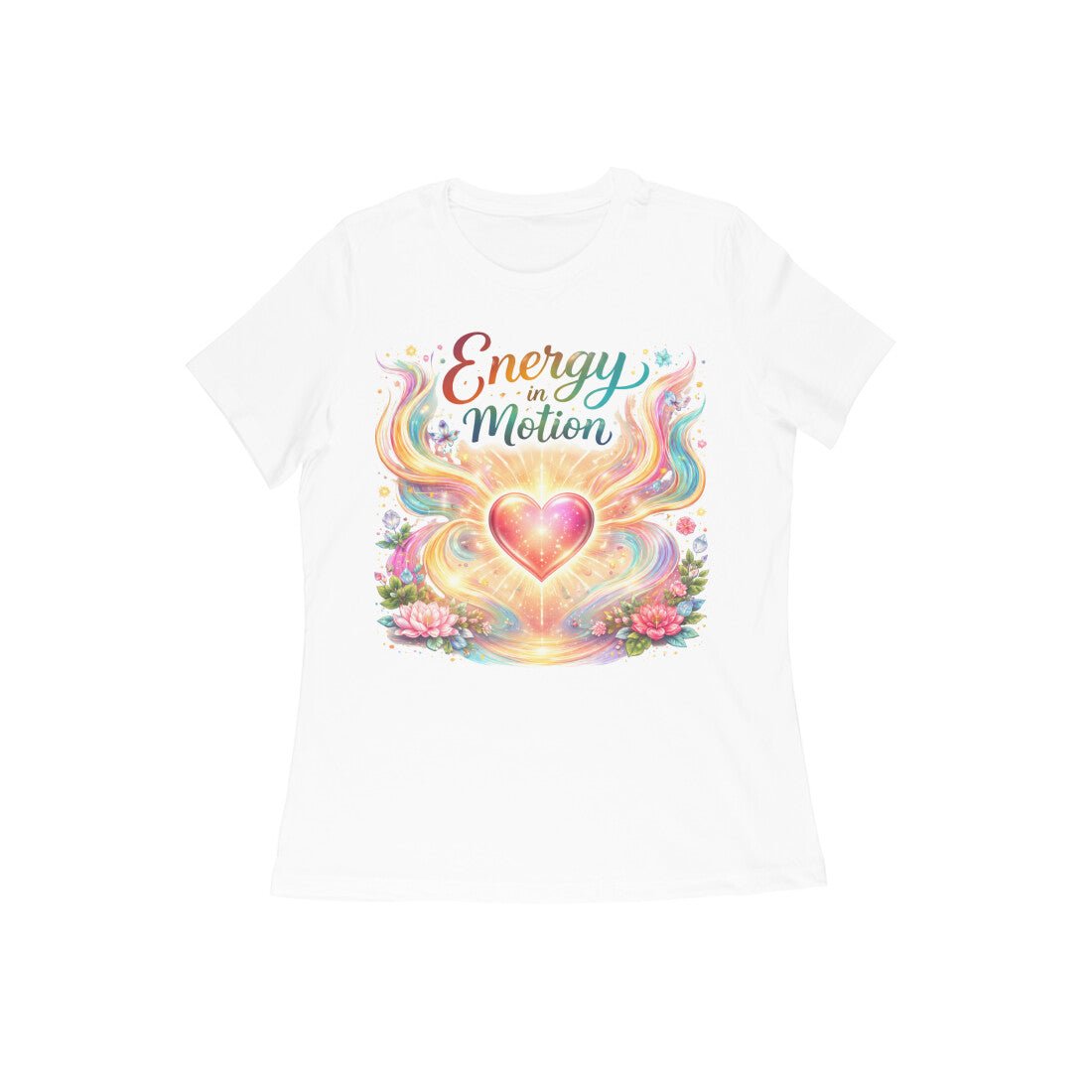 Energy in Motion | Women's Yoga T-Shirt | Mindful Flow & Fitness Wear – Vibe Town - Vibe TownFront View - 5833960